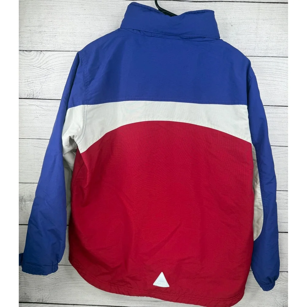 LL Bean Kids XL‎ 18 Colorblock Fleece Lined Jacket Red White Blue 0WX03